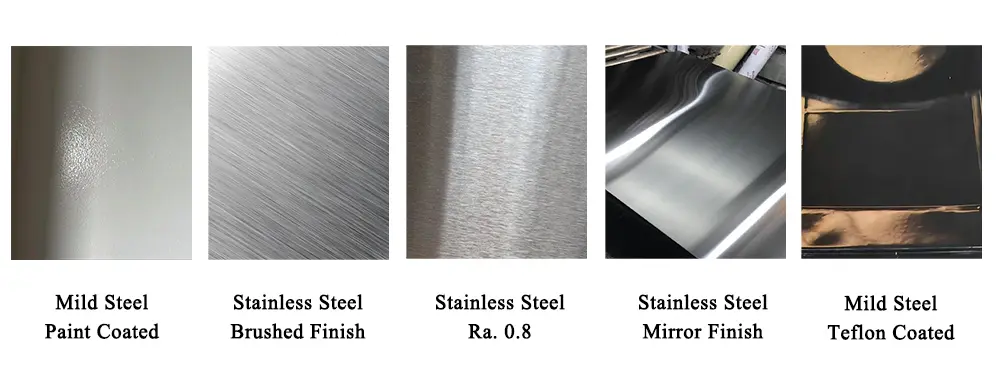 electromagnetic vibrating feeder common internal and external surface finishes including paint coated, brushed, ra.0.8, mirror finish and teflon coated