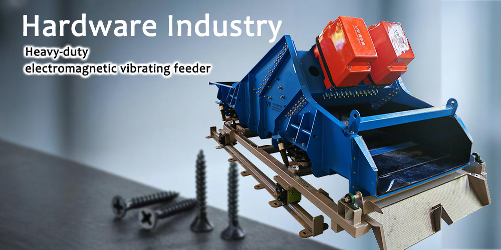 Les alimentateurs vibrants électromagnétiques robustes équipés de deux vibrateurs électromagnétiques sont utilisés dans l'industrie de la quincaillerie.